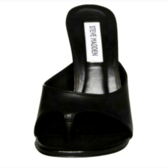 NWT Steve Madden Black Leather Slip On Stiletto Heels Size 7.5 - Picture 2 of 7